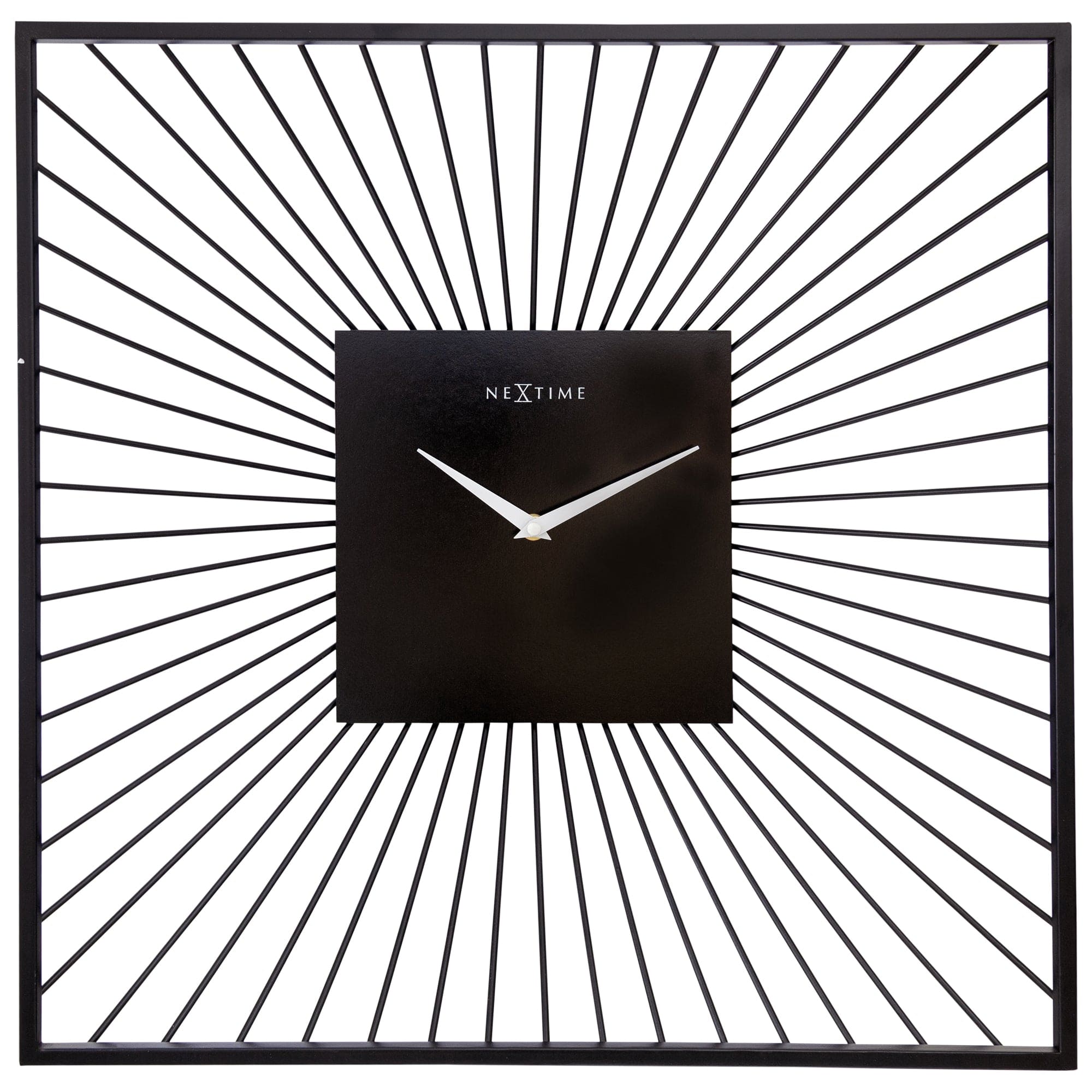 NeXtime Wandklok 45x45x15cm - Geruisloos - Zwart - Metaal - "Vasco Square"